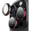 JETech Pellicola Fotocamera per iPhone 16 Pro 6,3 Pollici e iPhone 16 Pro Max 6,9 Pollici, 9H Vetro Temperato Cover Anello Individuale in Metallo, Bicolore, HD Chiaro, 1 Set (Nero+Rosso)