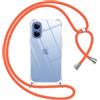 Pnakqil Cover per iPhone 17 con Cordino, Trasparente Custodia con Laccio Tracolla Cellulare Girocollo Collana Protettiva per iPhone 17 6.3 Pollic, Arancio