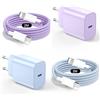 Kndaa 2Pack 20W Caricatore per iPhone, USB C Rapido Caricabatterie con Cavo Lighting 2M, PD3.0 Tipo C Spina Alimentatore per iPhone 14/14 Plus/14 Pro/14 Pro Max /13/12/11/XS/XR/X/SE - Viola+Blu