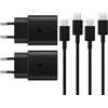 DBZYLN 2 Pezzi 25W Caricatore USB C Rapido Caricabatterie per Samsung Galaxy S24, S23, S22 Ultra, S21, S20, A54, A53, A14, Fold5/4, Flip 5/4, Note10 Rapida USB C Carica Alimentatore Presa con Cavo - Nero