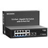 NICGIGA 12 porte Gigabit PoE Switch non gestito con 8 porte IEEE802.3af/at PoE+ a 120 W, 2 uplink da 1000 Mbps + 2 SFP da 1G, switch di rete Power Over Ethernet NICGIGA a 8 porte.
