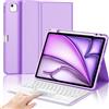 Custodia Con Tastiera AZERTY Per IPad Pro 12.9 (2022-2018): Cover Magnetica Rimovibile Colore Azzurro. Supporto Apple Pencil E 3 Angolazioni.