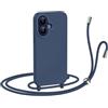 N NEWTOP Cover CV35 Compatibile iPhone 17, Custodia TPU Silicone Semi Rigido Case Liscia Guscio Laccio Tracolla Cellulare Girocollo Collana Protettiva Anti Urto Laccetto Regolabile (Blu)