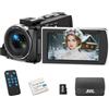FIREFOTO Videocamera 4K 64MP Camcorder 18X Zoom Digitale Schermo da 3 Ruotabile di 270° Videocamera Digitale, Video Camera per Youtube con Scheda SD da 32 GB, Telecomando e Batteria