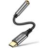AIYEEN Cavo adattatore audio da USB C a 3,5 mm, chip DAC, convertitore stereo da tipo C a AUX intrecciato in nylon con connettore placcato in oro, suono ad alta risoluzione, 13 cm - Grigio