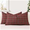 JOTOM Set di 2 Tartan Scozzese Federe per Cuscini 30x50cm Copricuscini Di Natale Agriturismo Plaid Decorativo Cuscini Divano Arredamento per la Casa per Divano Soggiorno Letto (Rosso)