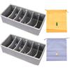 HDGSAFD 2 scatole grigie di immagazzinamento e 2 tasche portaoggetti Scatole per cassetti Tasche con coulisse per biancheria intima, calzini, cravatte, cinture