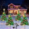 Qoosea Albero di Natale Luci Solare da Giardino, 4 Pezzi 8 Modalità Lampade Solari Alberi di Natale con 80LED Fiocco di Neve, Ricarica USB e Solare Luci Decorazioni per Feste Giardino Esterno