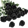 Wekuw Fiori Artificiali Rose di Seta, 15 Pezzi Rose Finte 2.7 x 20 in Bouquet Fiori Finti di Rosa con Steli Lunghi Realisticamente Morbido, per Decorazioni, Matrimoni E Abitazioni (Nero)