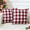 JOTOM Set di 2 Fodere per Cuscini Buffalo Controllo Plaid Copri Cuscino per Casa Divano Auto Plaid natalizi Tartan Federe Decorative 40 x 40 cm (Rosso e Bianco)