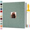 Semfalbuums Album Fotografico Autoadesivo 33x32 CM in Lino Album Portafoto Personalizzabile Scrapbook Photo Album Fotolibro Ricordi Nascita Matrimonio Travel Journal Guest Book, 120 Pagine Verde