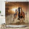 ASDCXZ Tenda da doccia a forma di cavallo, 180 x 180 cm, vintage, marrone, una mandria di cavalli, lavabile, tenda da doccia in poliestere, impermeabile, per vasca da bagno con 12 ganci