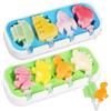GeeRic Mini Stampo per Ghiaccioli 2pz Stampi Gelato Piccolo con 12 Bastoncini Silicone Forme Cartoni Animati Bambino Riutilizzabile DIY Stampo per Gelatina Formaggio Cioccolato