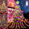 Forlivese Luci Albero di Natale a Cascata,410LED Luci Albero di Natale con Stella Topper&Timer Remoto,12 Modalità, 2M*16 Strisce Luminose per la Decorazione Natalizia Interna (Multicolore e Bianco Caldo)