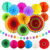 Dadabig 20 Pezzi Dadabig PomPon di Carta Festone Decorazione di Festa Multicolore Ventilatori di Carta, Pompons Bandierine Triangolare, Ghirlande per Decorazione della Festa Nozze Nidi Nuziale
