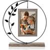 Aresvrgo Cornici Foto 10x15 da Tavolo,Portafoto Personalizzato da Tavolo,con Vaso In Vetro e Albero In Metallo,Cornice con Foto Personalizzata per 2 Foto,per Famiglia,Regalo di Natale (Nero)