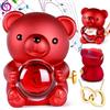 Aloskart Orsetto con Rosa e Collana, Orso di Rosa Eterna con Carillon a Manovella, Idee Regalo San Valentino Lei, Orso Rose Eterna con Collana, Orsetto Rose Stabilizzata, Regalo Donna per Compleanno e Natale