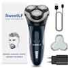 SweetLF Rasoio elettrico da uomo ricaricabile Wet & Dry, tagliabarba ad alta precisione, rasatura con 3D teste rotanti, 100% impermeabile&120 min di autonomia SWS7105,Dark Blue