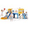 STYPLZ Scivolo per bambini 11 in 1, scivolo per bambini da interno ed esterno con canestro da grande con cestino da basket, telaio da arrampicata per giardino, telescopio, spazio di archiviazione