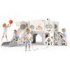 STYPLZ Scivolo per bambini 11 in 1, scivolo per bambini da interno ed esterno con canestro da grande con cestino da basket, telaio da arrampicata per giardino, spazio di archiviazione