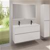 evineo ineo5 evo mobile La: 120 cm con 2 scomparti estraibili, lavabo doppio slim bianco, con specchio illuminato ineo,, BE0837WH+BE0959WH+BEA012MI, ineo5 evo [Mobili da Bagno > Set Mobili da Bagno]
