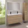 evineo ineo5 evo mobile La: 120 cm con 2 scomparti estraibili, lavabo doppio slim bianco, con specchio illuminato ineo,, BE0837WH+BE0959OA+BEA012MI, ineo5 evo [Mobili da Bagno > Set Mobili da Bagno]