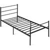 Amazon Basics, Giroletto con testiera, antiscivolo con doghe in acciaio, metallo non pieghevole, 90x200cm, singolo, nero