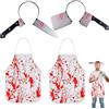 Mrracxy Horror - Set di accessori per costume da donna, coltello nella testa, cerchietto per capelli + grembiule da macellaio per Halloween Carnevale