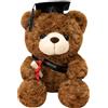 FGen Orsacchiotto per la Laurea, 23 cm, Orsetto di Peluche, Regali Laurea, Diploma e Cappello di Dottore, per Scuola Laurea Decoro, Regali di Laurea per Studenti (Cappello nero, marrone scuro)