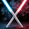 MOZC Spada Laser, Spade Laser Bambino con 15 Colori, Lightsaber Duello per 4 modalità Suoni, Spada Laser Ricaricabile USBC con Manico Metallico (Plateado 2PC)