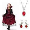 Raveparty Costume da vampiro per bambini con collana, abito da vampiro, vestito da vampiro, vestito da ragazza gotico, costume di Halloween, costume di carnevale, feste di compleanno (stile A, XL)