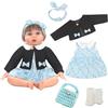 Xerteam Abbigliamento per bambole da 50 a 55 cm, 5 pezzi abbigliamento per bambole, gonna floreale blu, giacca di jeans, borsa a maglia, calzini bianchi, accessorio per abbigliamento, perfetto per ragazze e