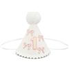 PEUTIER Cappello Cono Bianco Fiocco Rosa, Decorazioni Prima Festa Compleanno Cappello Compleanno Bambino Cappelli Feste Compleanno Carini Forniture Cappelli Rosa per 1° Compleanno per Neonate