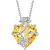 FJ Collana Farfalla in Argento Sterling 925 Ciondolo Citrino Collana Novembre Pietra Portafortuna con Fiore di Rosa con Gioielli per Donna Lei Amiche Moglie Mamma