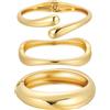 Emibele Bracciali d'oro per le Donne, 3PCS Bracciali d'oro con Cerniera Aperta Per le Donne, Moda Bracciale Largo per il Braccio, Regali di Gioielli Minimalisti Per San Valentino, Natale e Compleanno