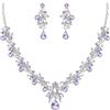 Clearine Set di gioielli costume per ballo di fine anno con gocce, foglie, strass e cristalli, collana con ciondolo e orecchini, tono argento chiaro, Petite, cristallo