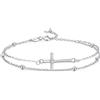 GAVU Bracciale da Donna in Argento Sterling 925 con Charm Croce, Bracciale Rosario con Croce da Donna, Regalo Cresima con Dedica Faith and Hope Fede e Speranza
