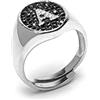 Remo Gammella Anello Chevalier donna da Mignolo in Argento 925, Regolabile, lettera con Zirconi Neri (N)