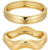 Emibele 2 Bracciali in Oro da Donna, Bracciale Largo Irregolare alla Moda, Bracciali Dorati Aperti Grandi, Gioielli Minimalisti, Regalo per San Valentino Natale Compleanno