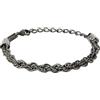 Breil, Collezione Yox, Bracciale Uomo in Acciaio Inossidabile Brunito Silver, con Catena Rope Intrecciata, Finali Lucidi, Chiusura a Gioielleria, Lunghezza Regolabile fino a 22 cm