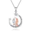 Fryneauy Collana Sorelle Argento 925 Ciondolo Luna Regalo Signore Ragazze