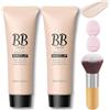 Generico 2Pcs Concealer Hydrating BB Cream,Hydrating BB Cream Full Coverage Foundation and Concealer,BB Tinted Care Primer With Brush,Tinted Moisturizer Primer for All Skin Types (Ivory, Same size)