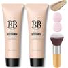 Generico 2Pcs Concealer Hydrating BB Cream,Hydrating BB Cream Full Coverage Foundation and Concealer,BB Tinted Care Primer With Brush,Tinted Moisturizer Primer for All Skin Types (Wheat, Same size)