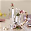 PPEA - Tazza da tè in vetro smaltato con semi di girasole, con cucchiaio, regalo per Natale, San Valentino. Il miglior regalo per mamma, nonna, fidanzata, sorella. 13oz / 350ml Carton Package Rosso