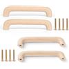 CPENG 4 maniglie in legno con viti, 128 mm, maniglie per mobili a forma di arco in legno, a doppio foro per porte di armadi e cassetti, utensili da cucina