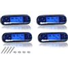 VEQENMOT 4pcs Luci di posizione laterali per auto blu, 3 LED 12V-24V Indicatori di direzione laterali per auto Luci di posizione laterali anteriori e posteriori impermeabili IP65 per camion, camper, roulotte