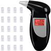 GERUI Tester di alcool, tester di polizia, tester di promilletri con 20 bocchini, tester di alcool portatile professionale, tester di alcool con display a LED digitale veloce