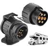 Jiavlyx 2 Pezzi Adattatore Rimorchio, Adattatore Gancio Traino da 7 A 13 + Adattatore Gancio Traino da 13 A 7, Camion Caravan Gancio Traino Spina Rimorchio, Sistemi A 12 V, per Rimorchi, Roulotte