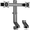 LogiLink BP0160 - Supporto Doppio per Monitor da Tavolo a 2 Scomparti in Alluminio per Monitor Piatti e curvi (17-27)
