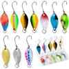 CUVZORA Set di 10 esche per trota, spinner & indicatori di direzione (2,5 g/3,5 g/5,5 g) con scatola portaoggetti, esche colorate con effetto serratura, per trota, luccio, lucioperca in fiume